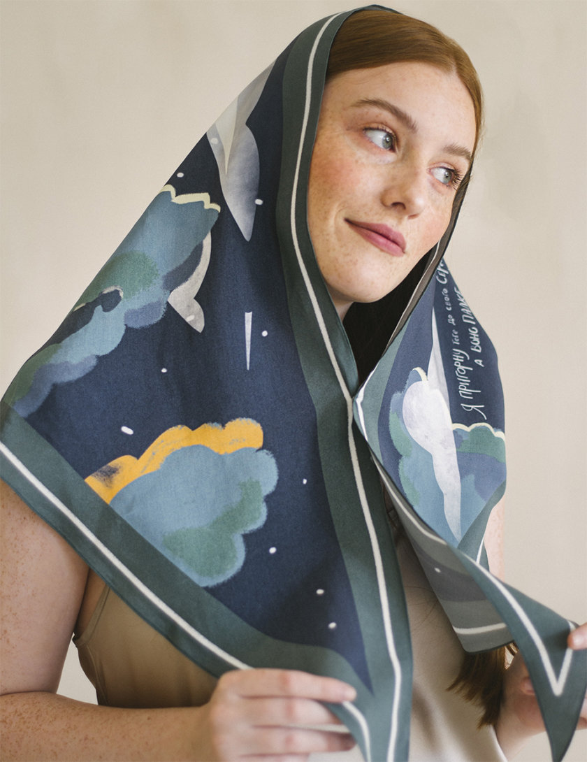 Весенний платок Ночь такая лунная NST_N1-spring, фото 1 - в интернет магазине KAPSULA