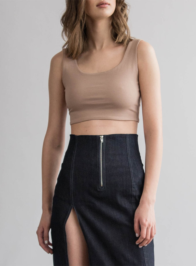 Укороченный топ из хлопка ZHRK_zbasic0001top-mocha, фото 1 - в интернет магазине KAPSULA