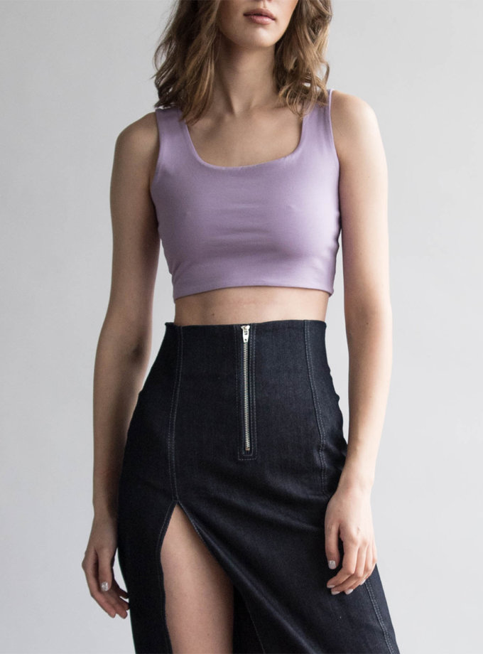 Укороченный топ из хлопка ZHRK_zbasic0001top-lilac, фото 1 - в интернет магазине KAPSULA