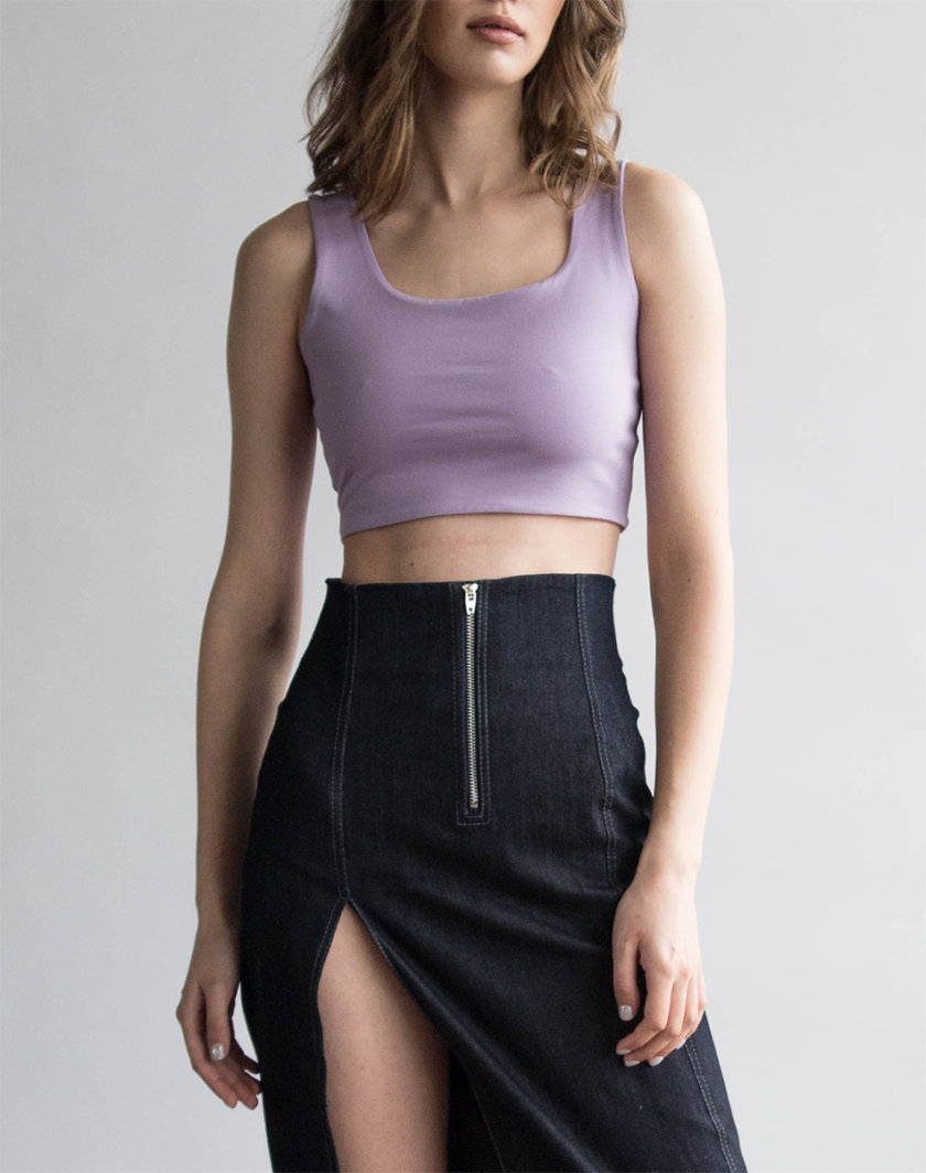 Укороченный топ из хлопка ZHRK_zbasic0001top-lilac, фото 1 - в интернет магазине KAPSULA