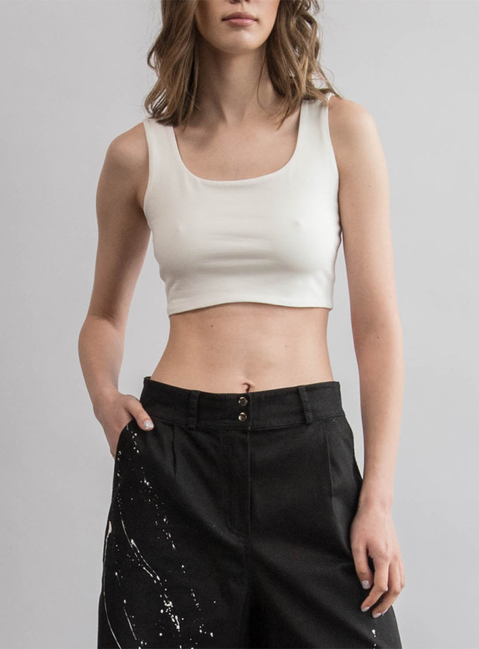 Укороченный топ из хлопка ZHRK_zbasic0001top-white, фото 1 - в интернет магазине KAPSULA