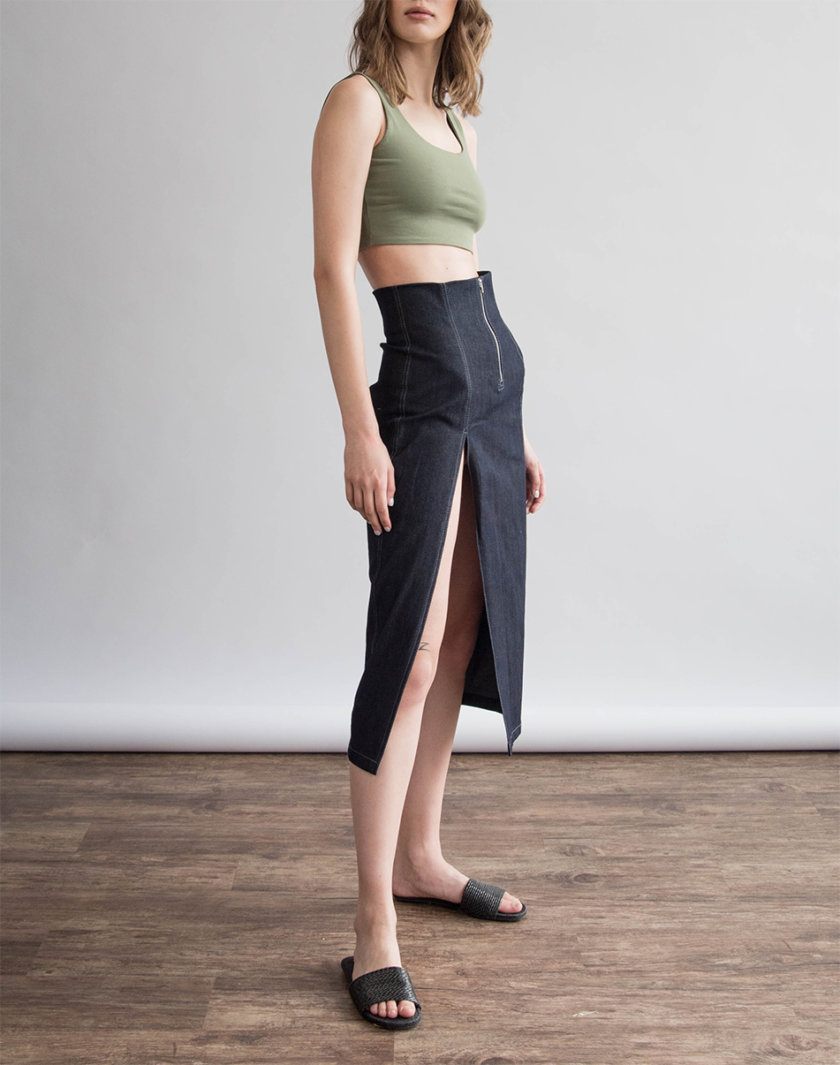Укороченный топ из хлопка ZHRK_zbasic0001top-khaki, фото 1 - в интернет магазине KAPSULA