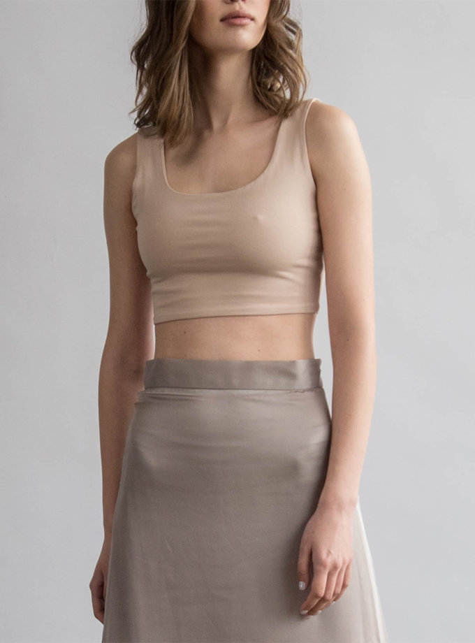 Укороченный топ из хлопка ZHRK_zbasic0001top-beige, фото 1 - в интернет магазине KAPSULA
