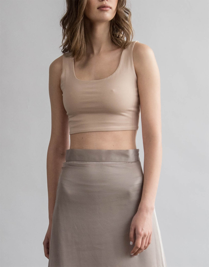 Укороченный топ из хлопка ZHRK_zbasic0001top-beige, фото 1 - в интернет магазине KAPSULA
