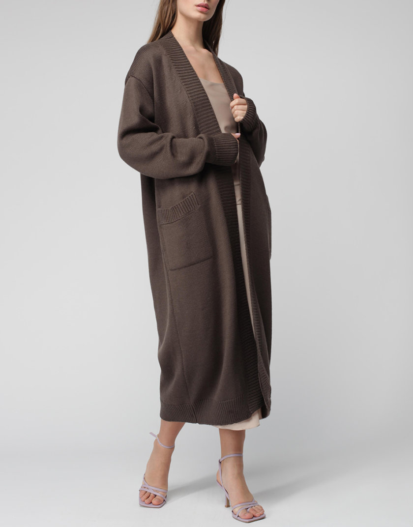 Шерстяной кардиган на запах MISS_JA-017-brown-coat, фото 1 - в интернет магазине KAPSULA